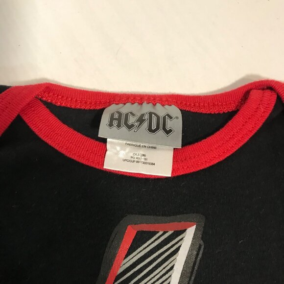 AC/DC Baby Bodysuit Long Sleeve Rock Band Logo 6-12M Black & Red Cotton Blend - Picture 4 of 6